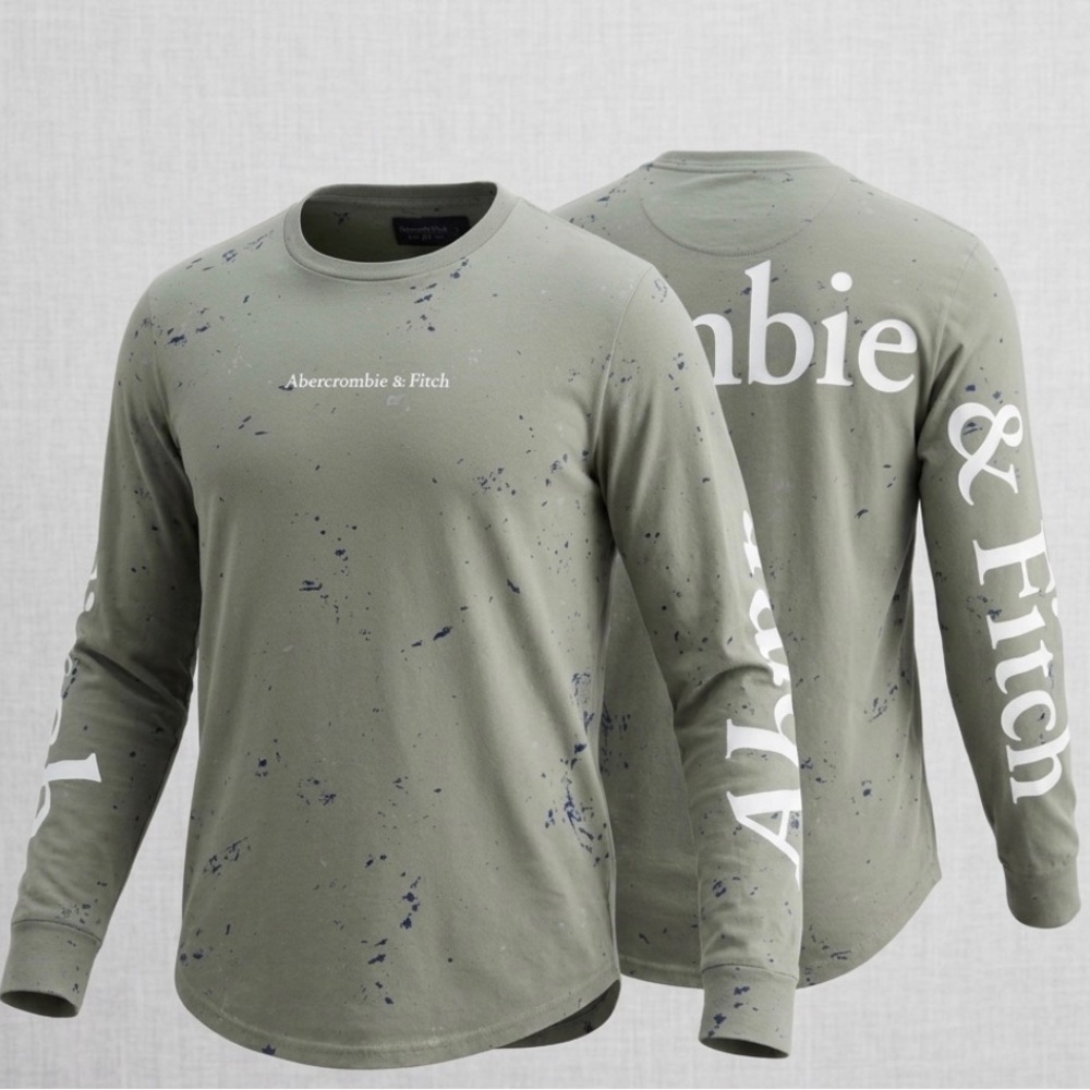 Abercrombie & Fitch Long Sleeve‎ Splatter Logo Tee